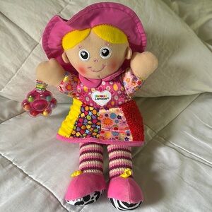 Tomy Lamaze toddler baby girl pink doll plush play toy with clip on interactive